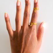 First and Second Knuckle Ring Set with Gold cross