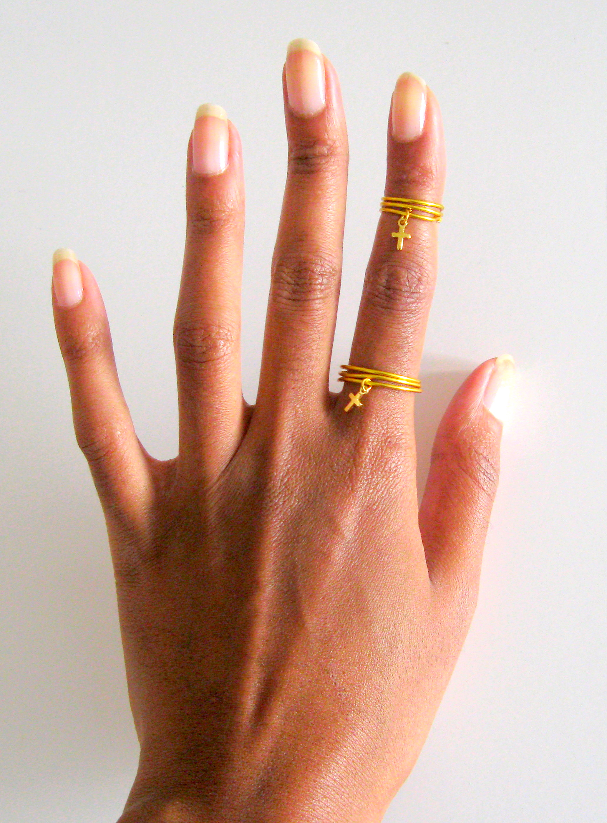First And Second Knuckle Ring Set With Gold Cross on Luulla